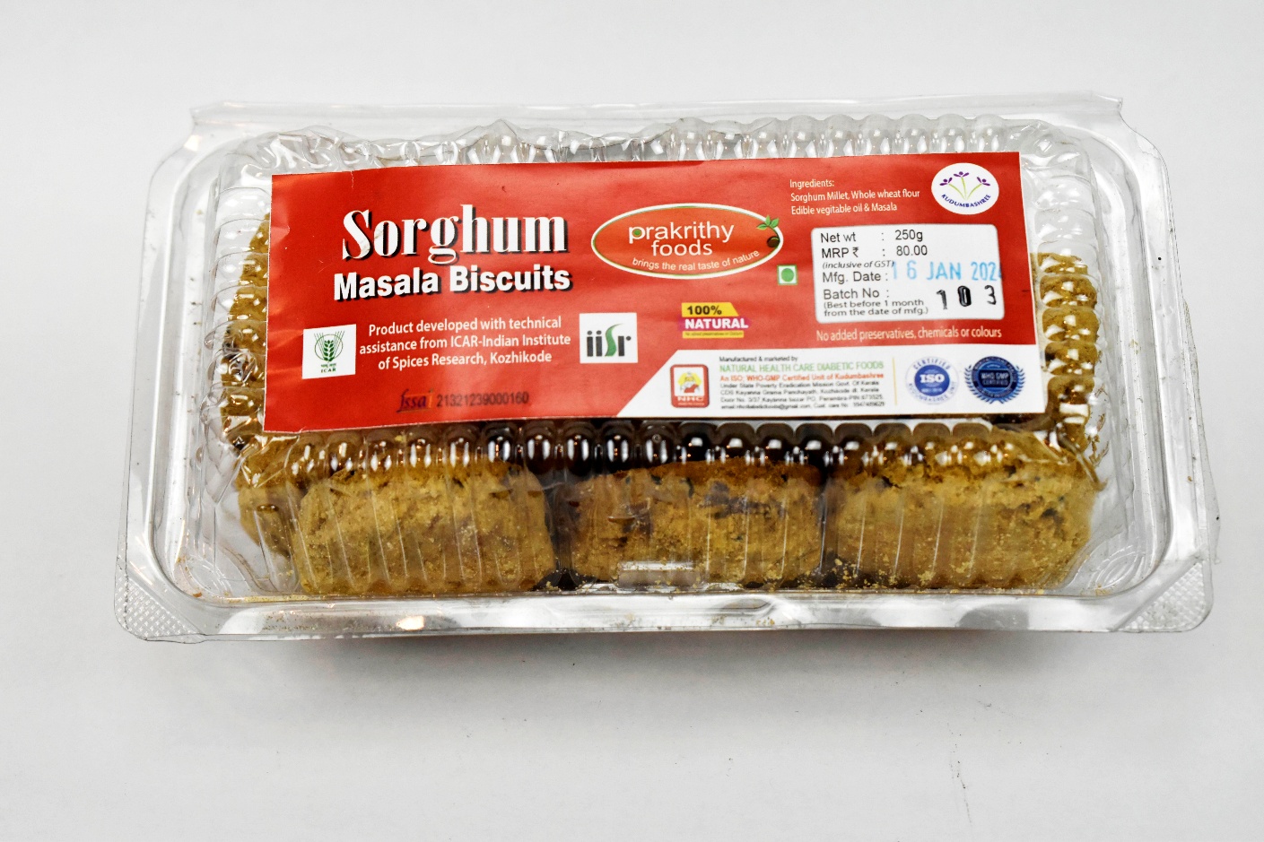 Spice flavoured millet cookies